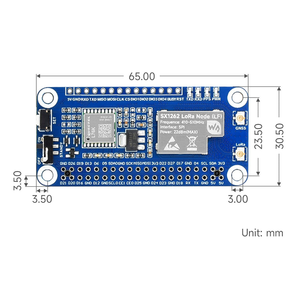 SX1262 LoRaWAN Node Module Expansion Board for Raspberry Pi (GNSS) - The Pi Hut