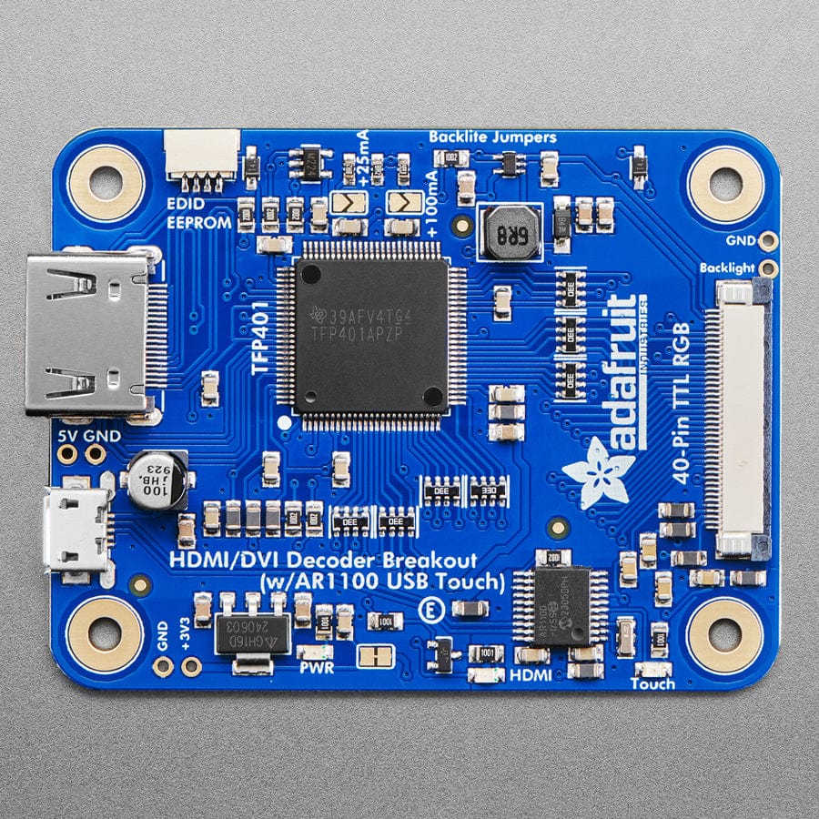 TFP401 HDMI/DVI Decoder to 40-Pin TTL Breakout - With Touch by Adafruit - The Pi Hut