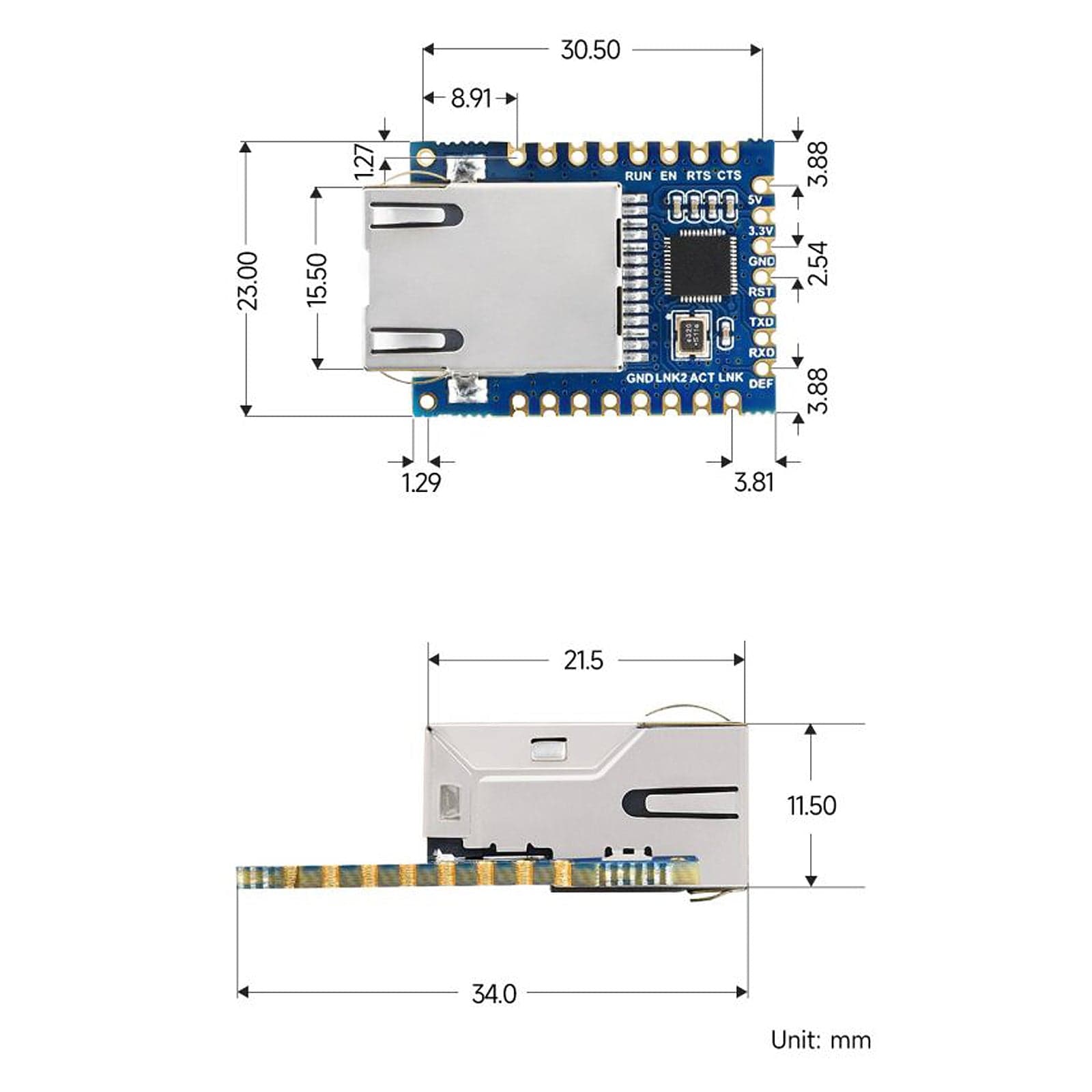 TTL UART to Ethernet Mini Module by Waveshare - The Pi Hut