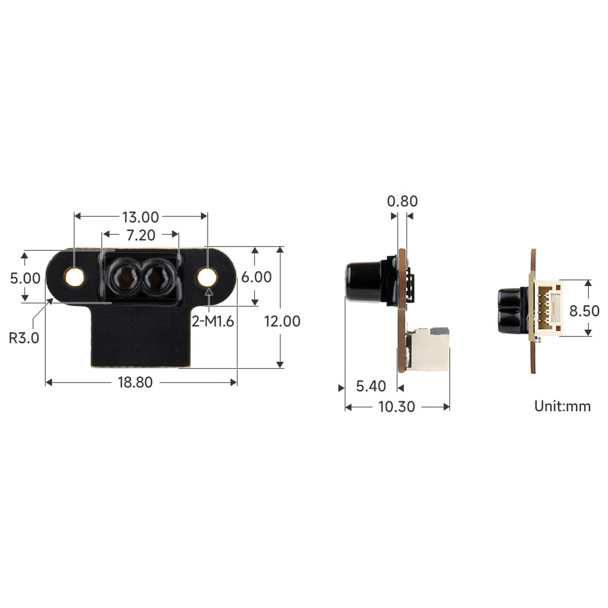 UART/I2C Mini Time of Flight Laser Range Sensor - The Pi Hut