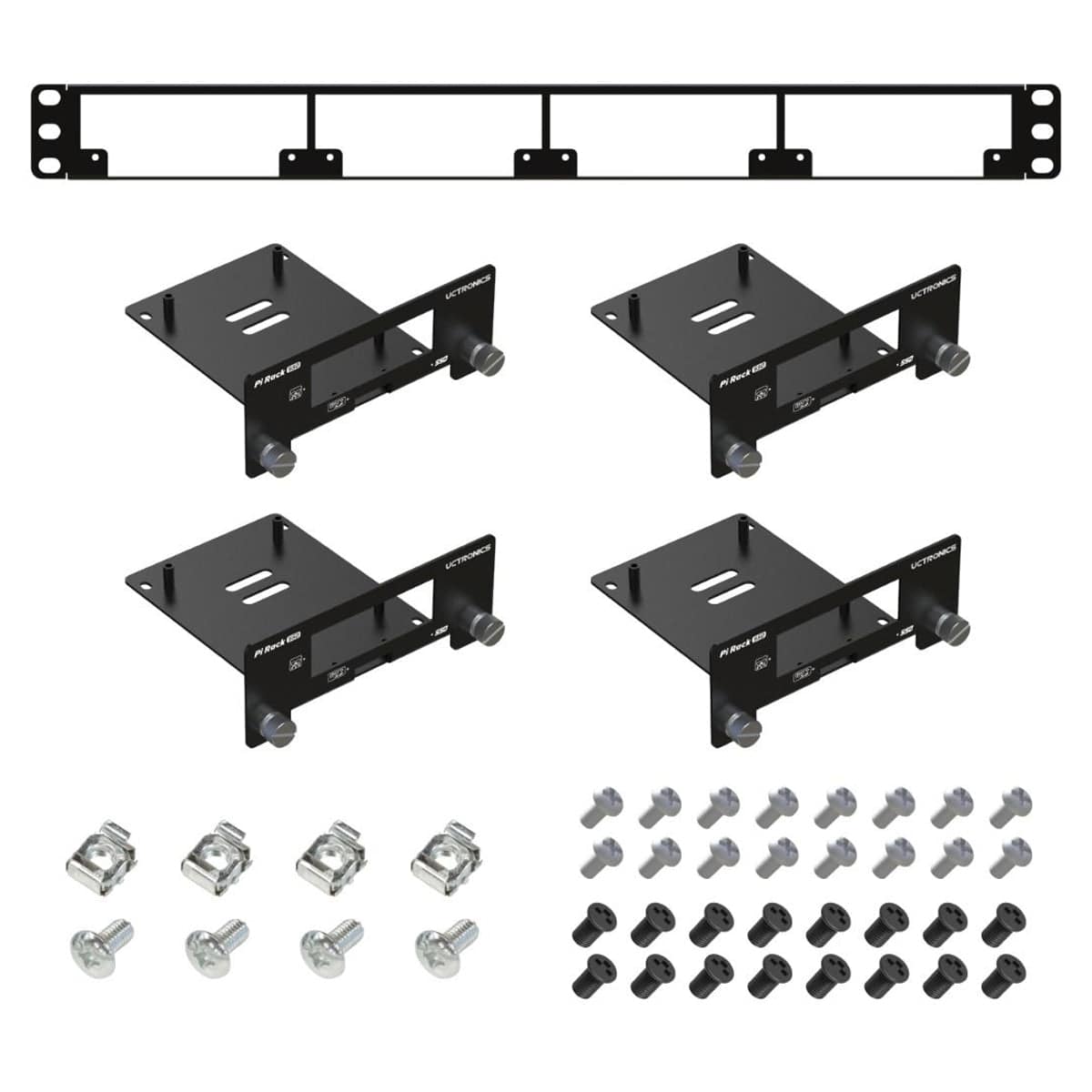 Uctronics 19" 1U Raspberry Pi Rack Mount with SSD Mounting Brackets (Holds 4x RPi) by Uctronics - The Pi Hut