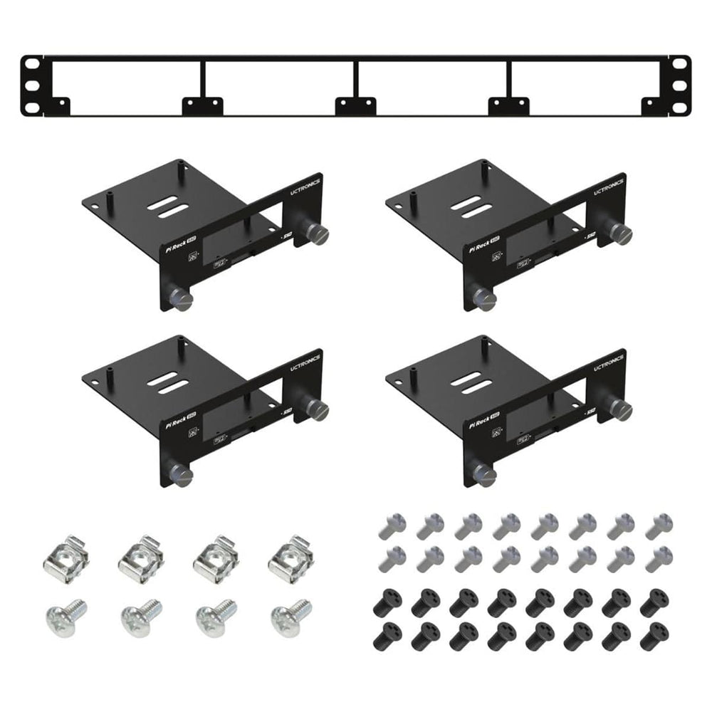 Uctronics 19" 1U Raspberry Pi Rack Mount with SSD Mounting Brackets (Holds 4x RPi) - The Pi Hut