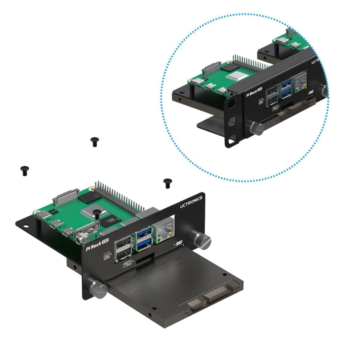 Uctronics 19" 1U Raspberry Pi Rack Mount with SSD Mounting Brackets (Holds 4x RPi) - The Pi Hut