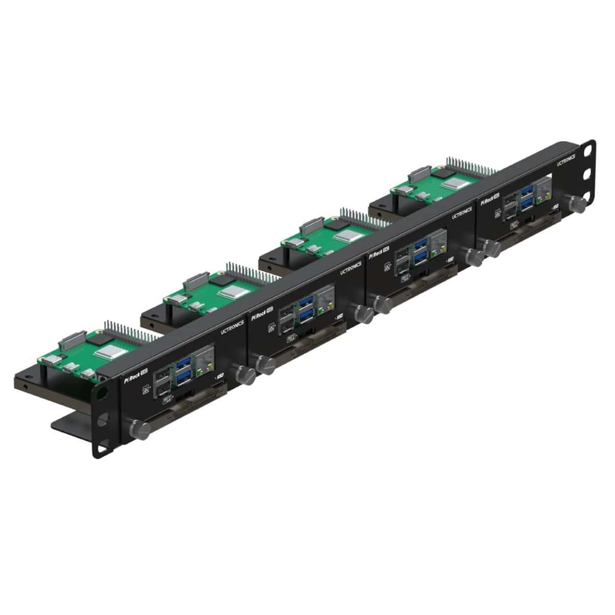 Uctronics 19" 1U Raspberry Pi Rack Mount with SSD Mounting Brackets (Holds 4x RPi) by Uctronics - The Pi Hut