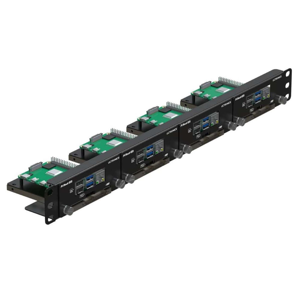 Uctronics 19" 1U Raspberry Pi Rack Mount with SSD Mounting Brackets (Holds 4x RPi) by Uctronics - The Pi Hut