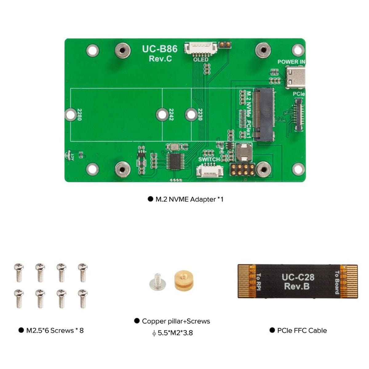 Uctronics M.2 to PCIe Adapter for Raspberry Pi by Uctronics - The Pi Hut