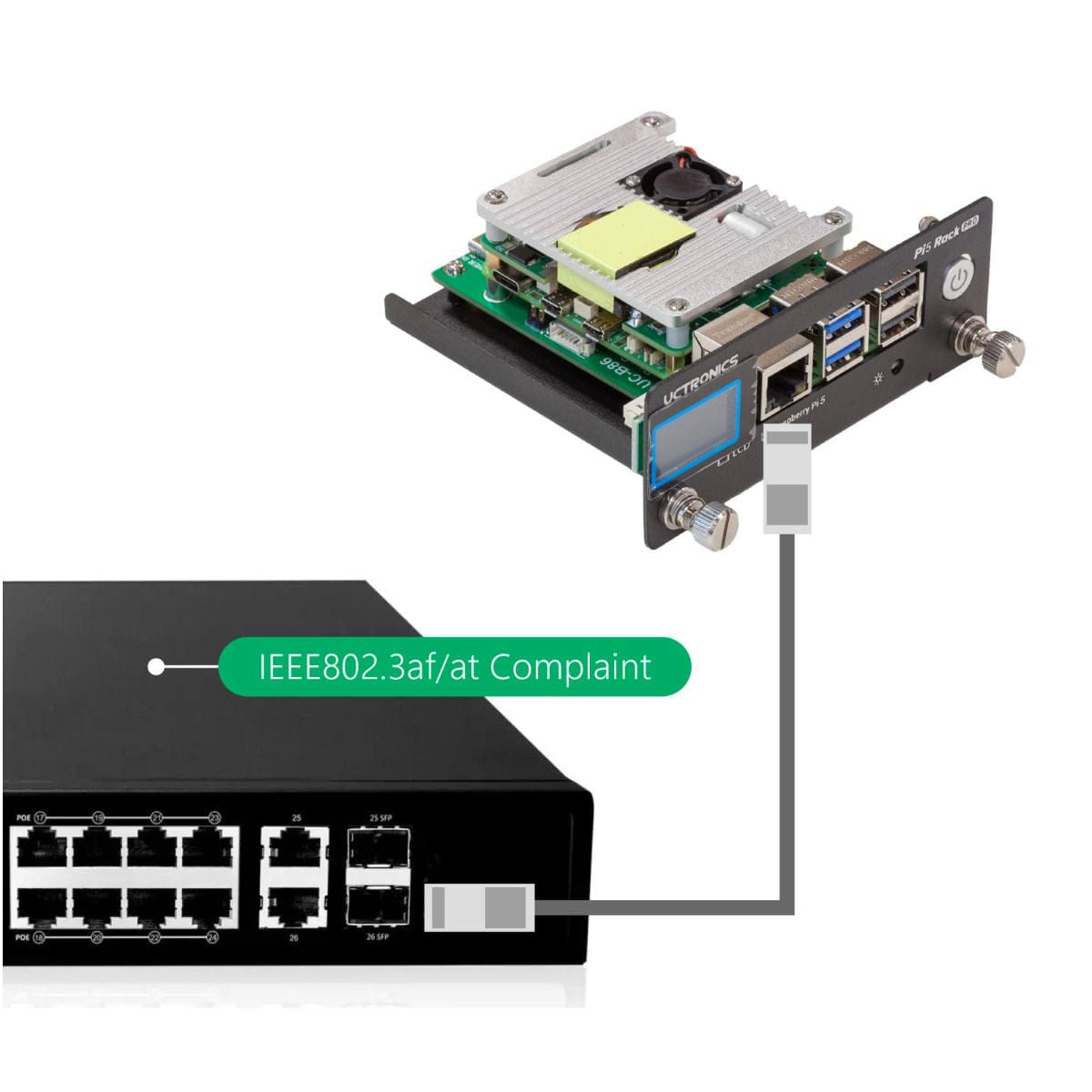 Uctronics PoE+ HAT for Raspberry Pi 5 with Active Cooler by Uctronics - The Pi Hut