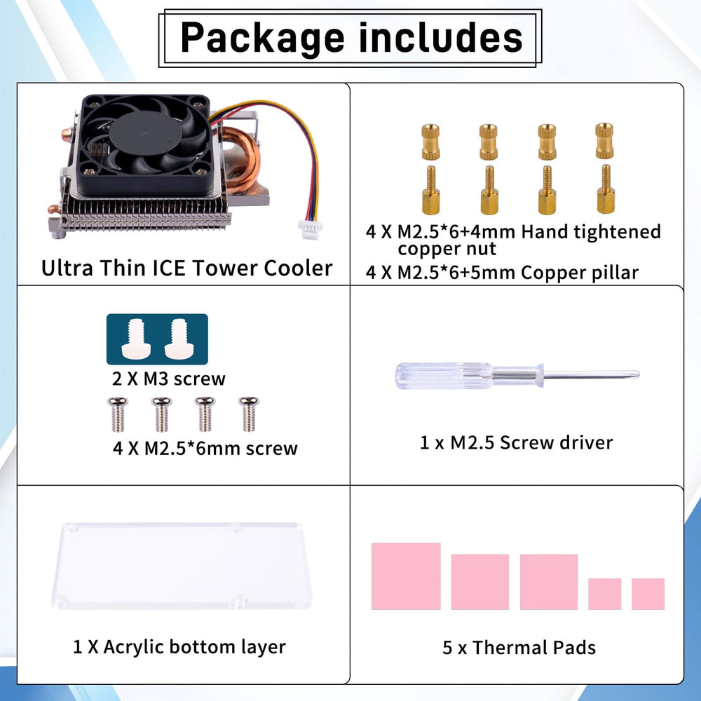 Ultra-thin ICE Tower Cooler for Raspberry Pi 5 by 52Pi - The Pi Hut