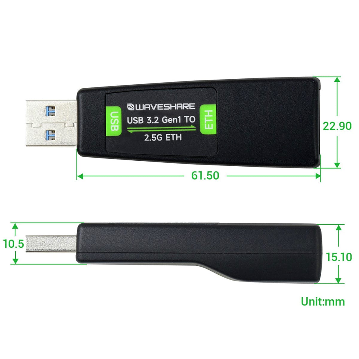 USB 3.2 to 2.5G Ethernet Converter by Waveshare - The Pi Hut