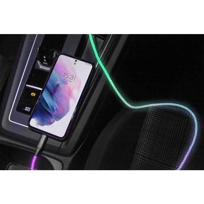 USB-A to USB Type-C cable with RGB LED Lighting (1m) by ANSMANN - The Pi Hut