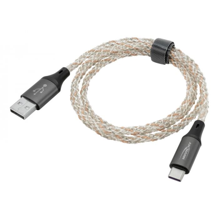 USB-A to USB Type-C cable with RGB LED Lighting (1m) by ANSMANN - The Pi Hut