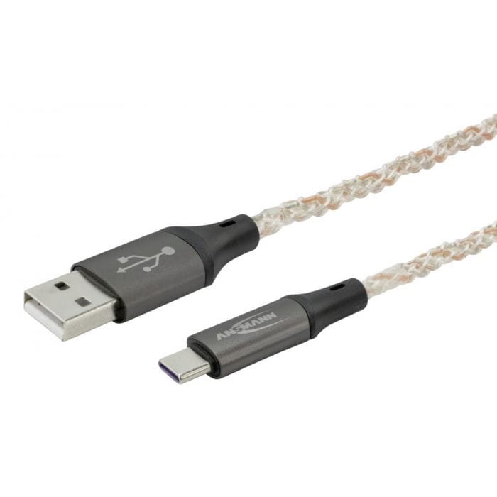 USB-A to USB Type-C cable with RGB LED Lighting (1m) by ANSMANN - The Pi Hut