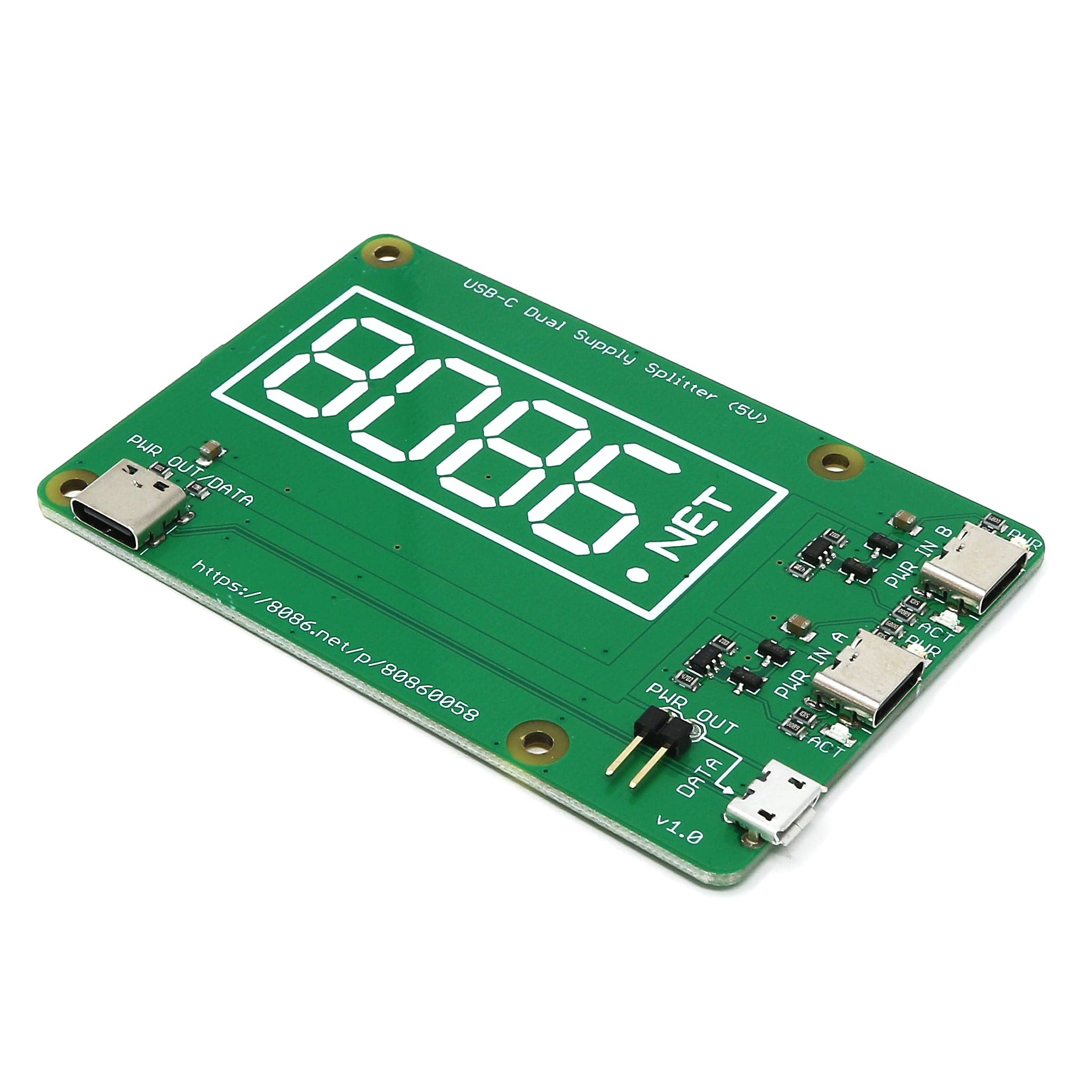 USB-C Dual Supply Splitter (5V) by 8086 - The Pi Hut