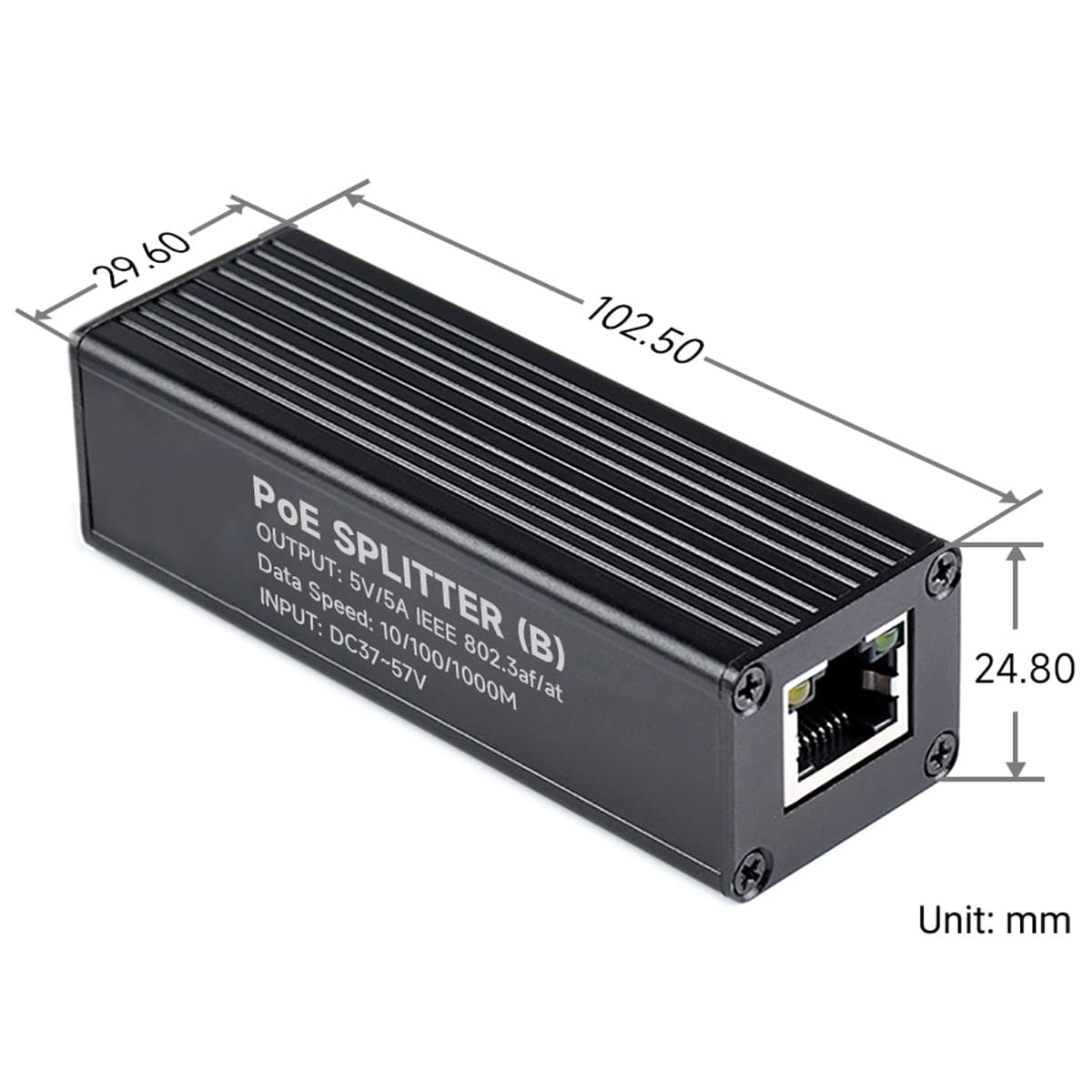 USB-C Gigabit PoE Splitter (5V 5A) - The Pi Hut