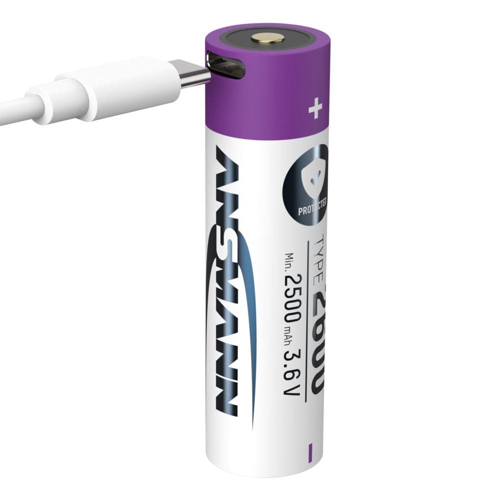 USB-C Rechargeable Lithium-ion 18650 Battery (3.6V, 2600mAh) by ANSMANN - The Pi Hut