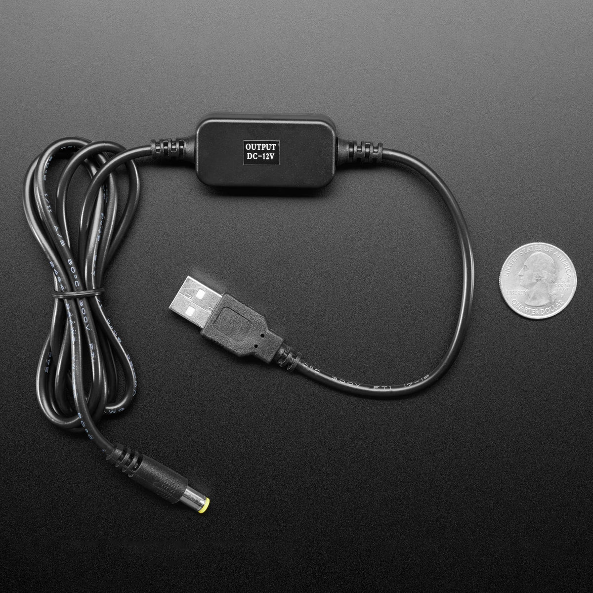 USB to 5.5mm / 2.1mm or 2.5mm DC Booster Cable - 12V Output by Adafruit - The Pi Hut