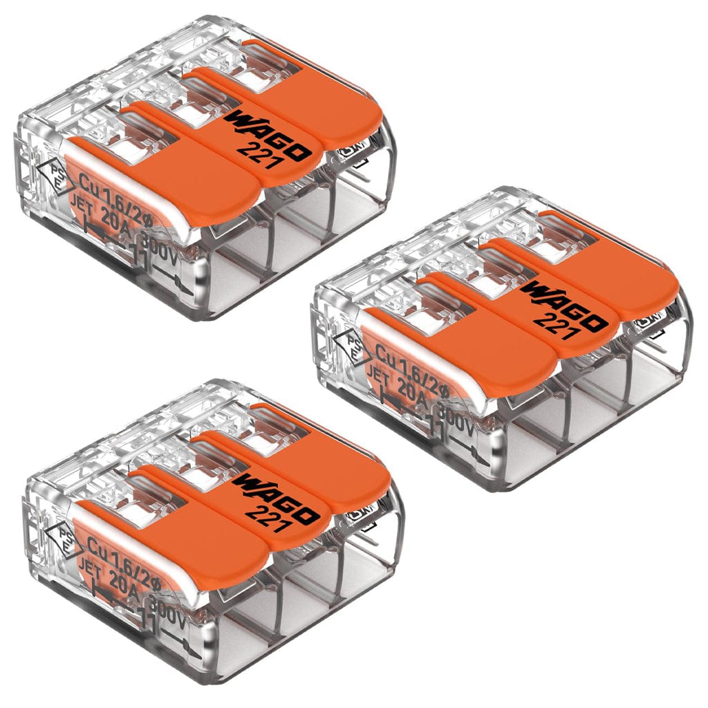 WAGO 221-413 32A 3-Way Lever Connectors - Pack of 3 by Wago - The Pi Hut