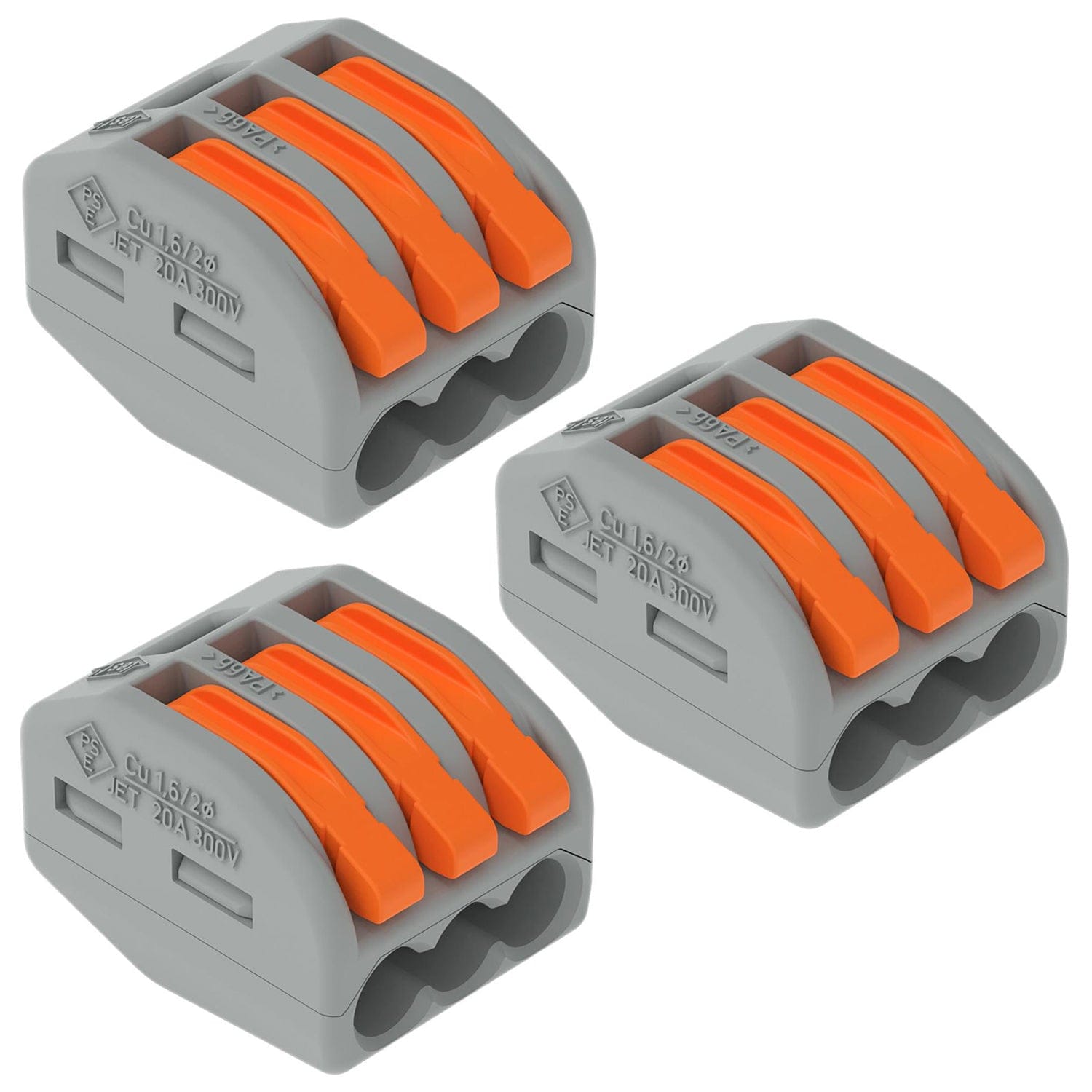 WAGO 222-413 32A 3-Way Lever Connectors - Pack of 3 by Wago - The Pi Hut