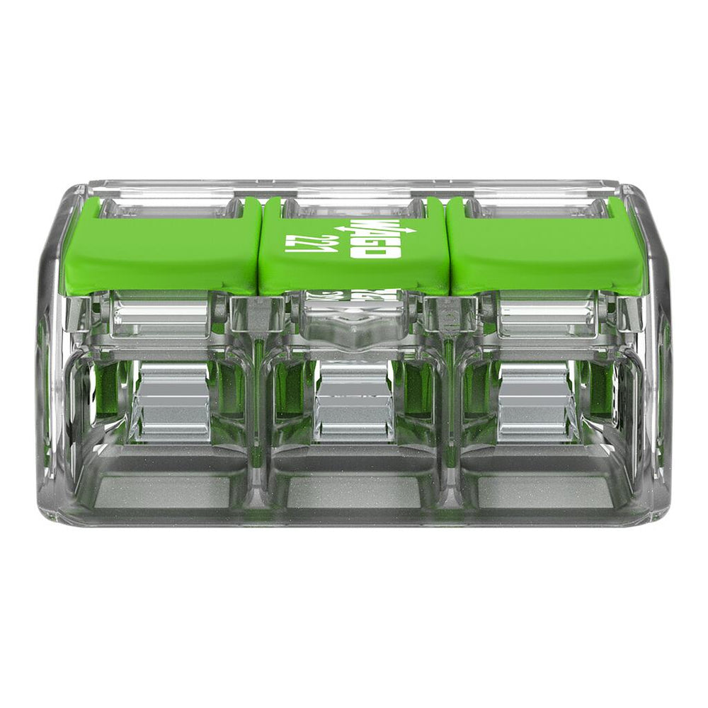 WAGO Green 221-423 32A 3-Way Lever Connectors - Pack of 3 by Wago - The Pi Hut