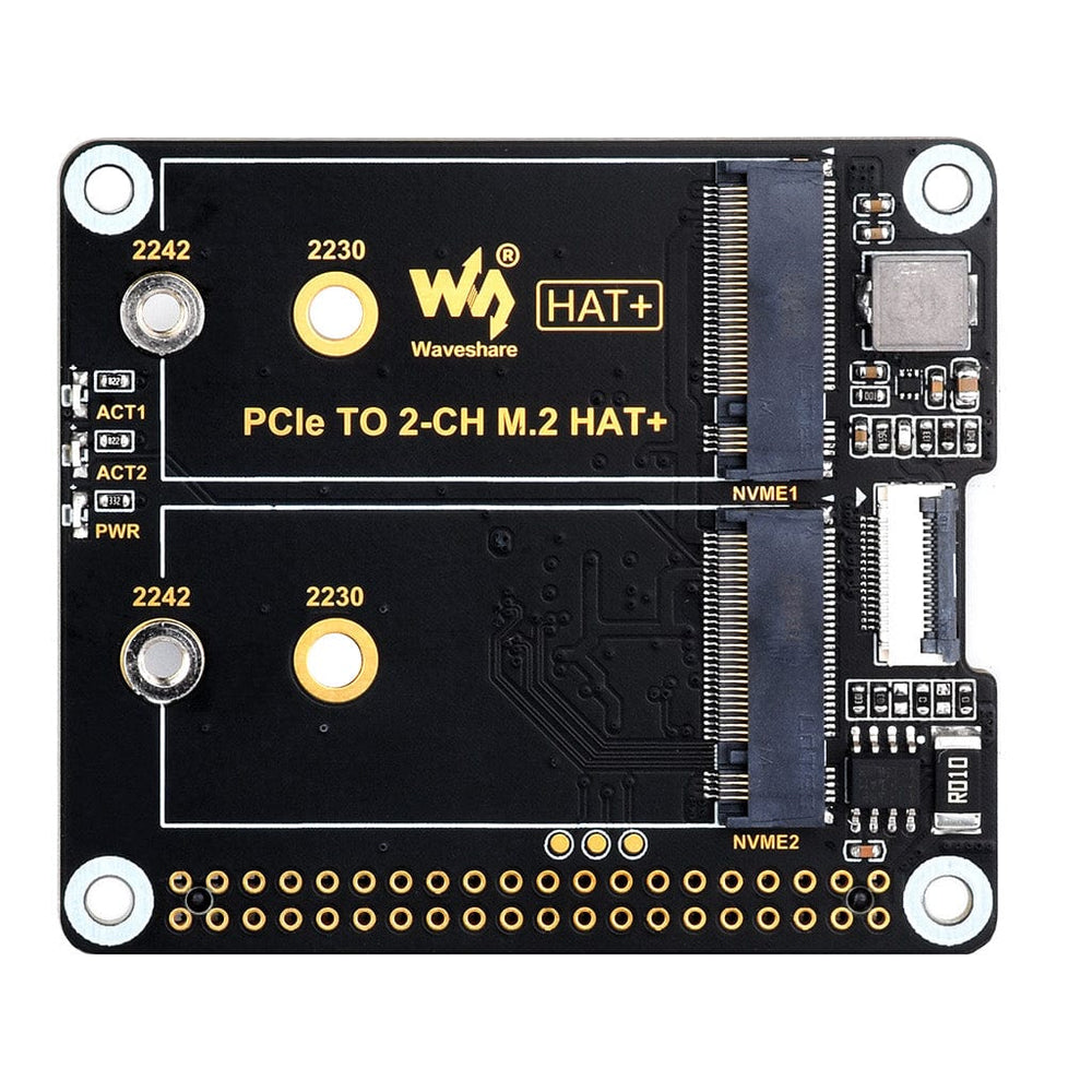 Waveshare Dual-Channel M.2 HAT+ for Raspberry Pi 5 by Waveshare - The Pi Hut