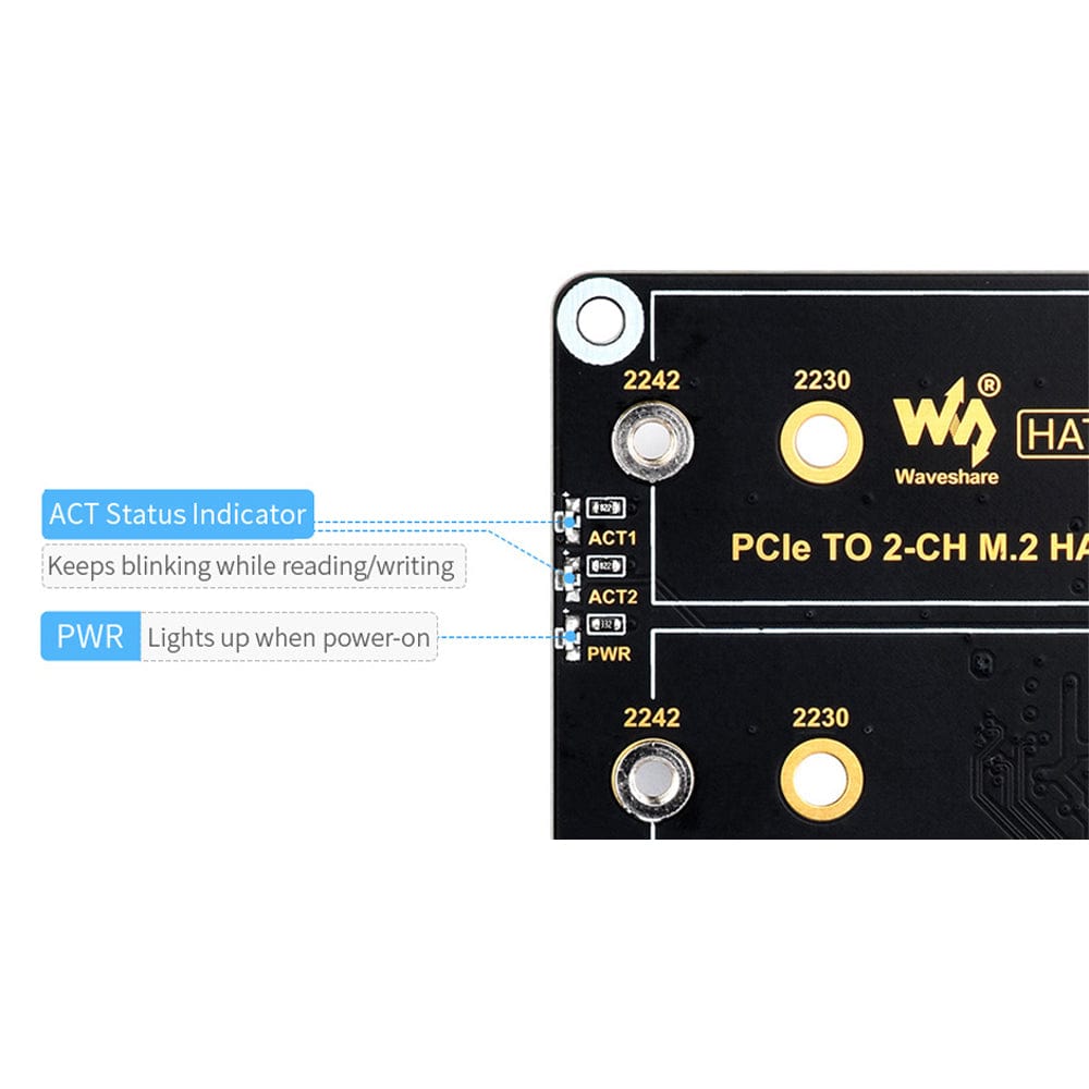 Waveshare Dual-Channel M.2 HAT+ for Raspberry Pi 5 by Waveshare - The Pi Hut