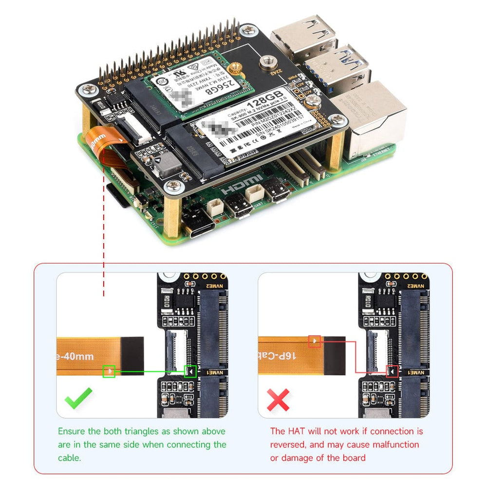 Waveshare Dual-Channel M.2 HAT+ for Raspberry Pi 5 by Waveshare - The Pi Hut
