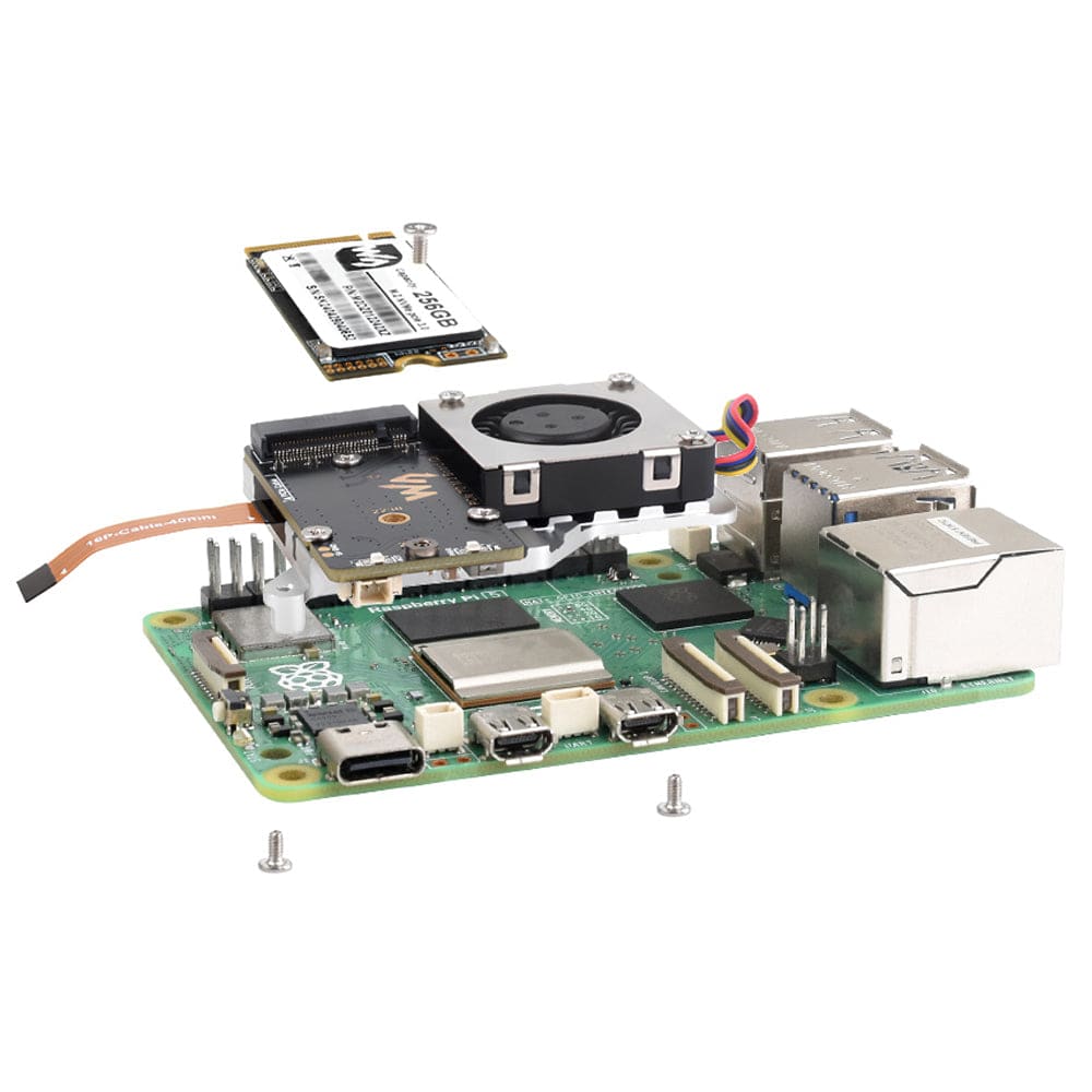 Waveshare M.2 Adapter with Active Cooler for Raspberry Pi 5 by Waveshare - The Pi Hut