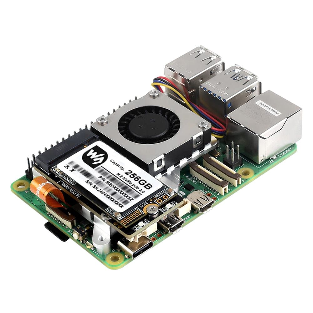 Waveshare M.2 Adapter with Active Cooler for Raspberry Pi 5 by Waveshare - The Pi Hut