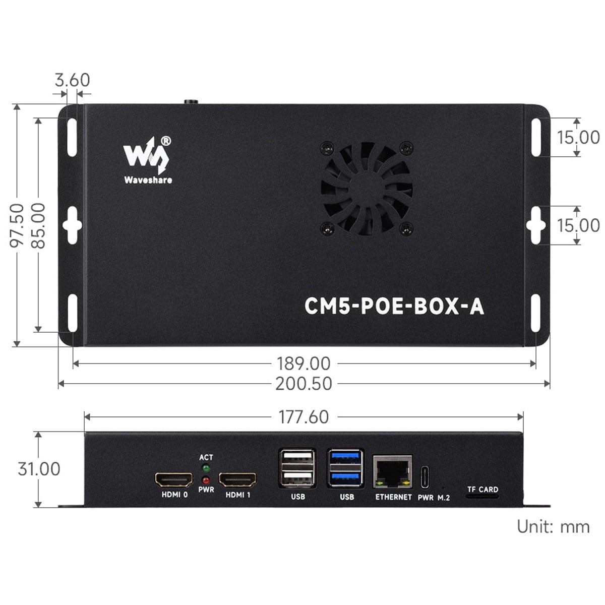 Waveshare PoE IO Board with Case for Compute Module 5 by Waveshare - The Pi Hut