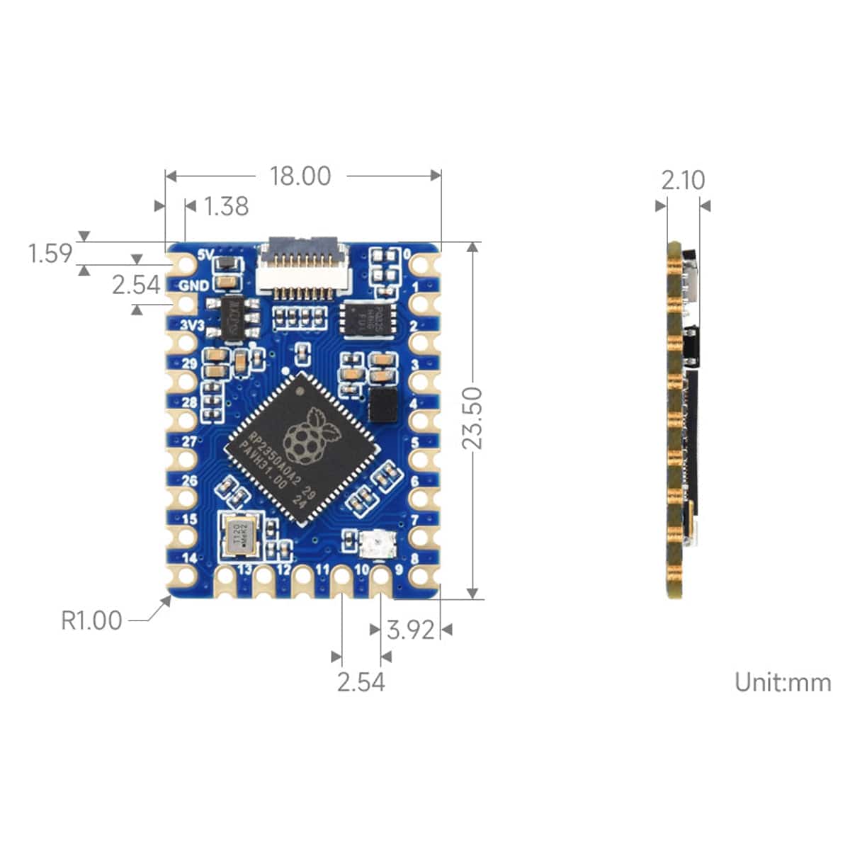 Waveshare RP2350 Tiny - The Pi Hut