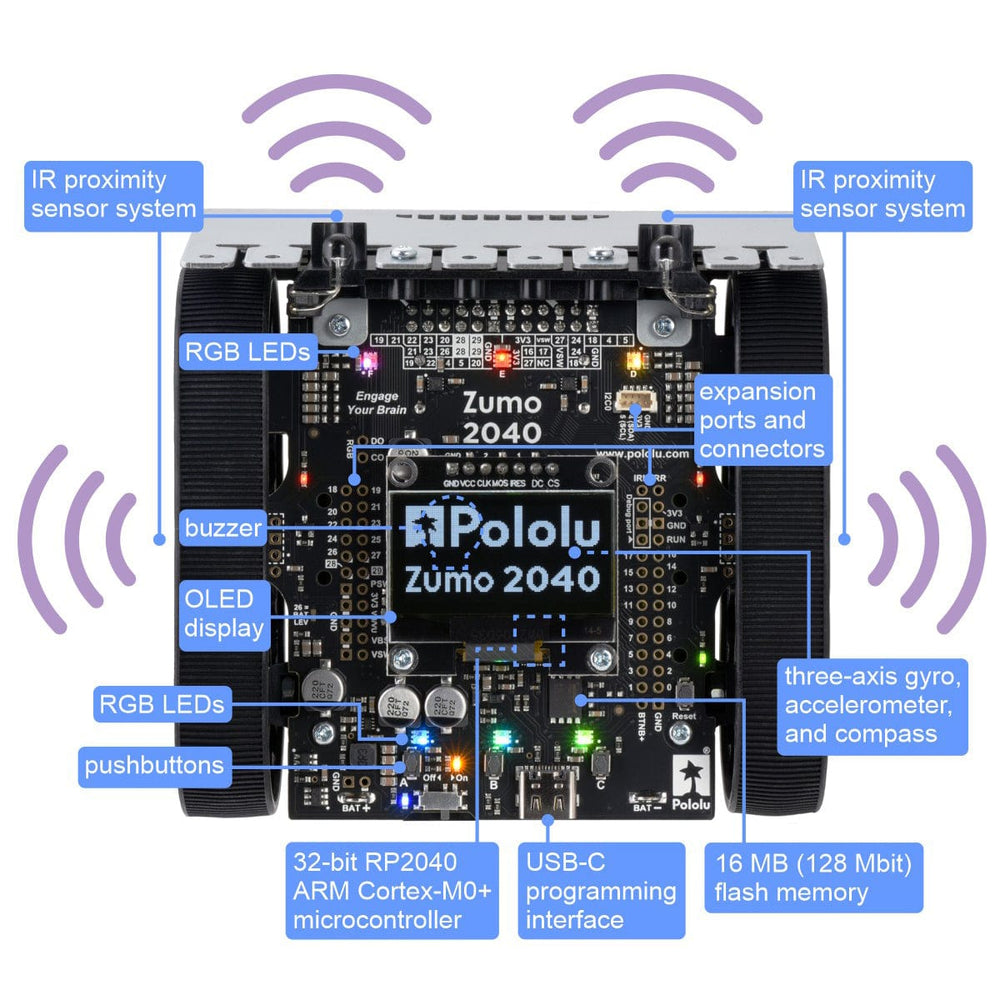 Zumo 2040 Robot (Assembled with 75:1 HP Motors) by Pololu - The Pi Hut
