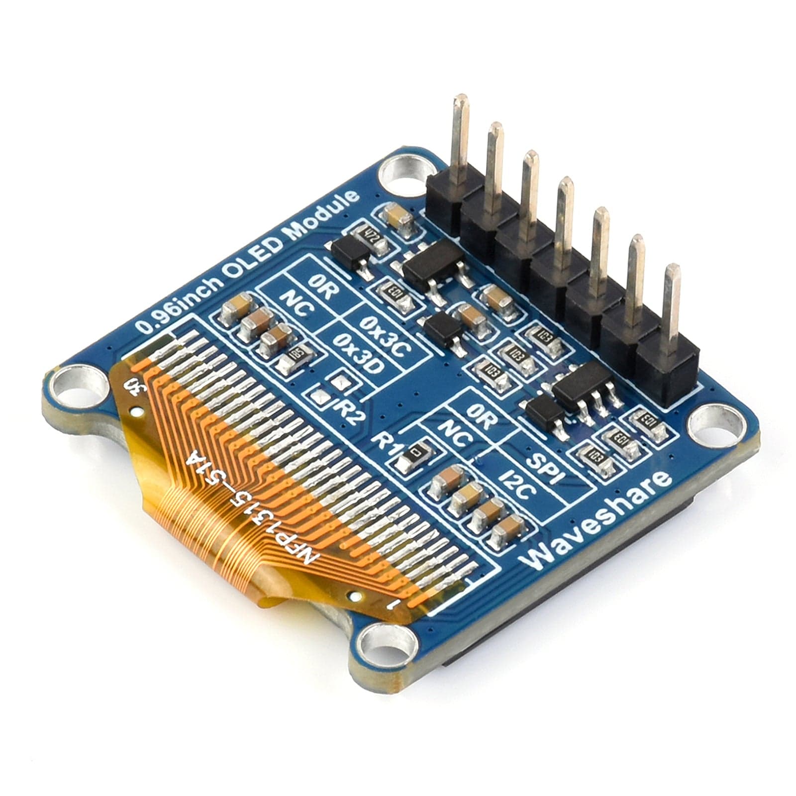 0.96" OLED Display Module - Upper Yellow/Lower Blue (128x64) by Waveshare - The Pi Hut