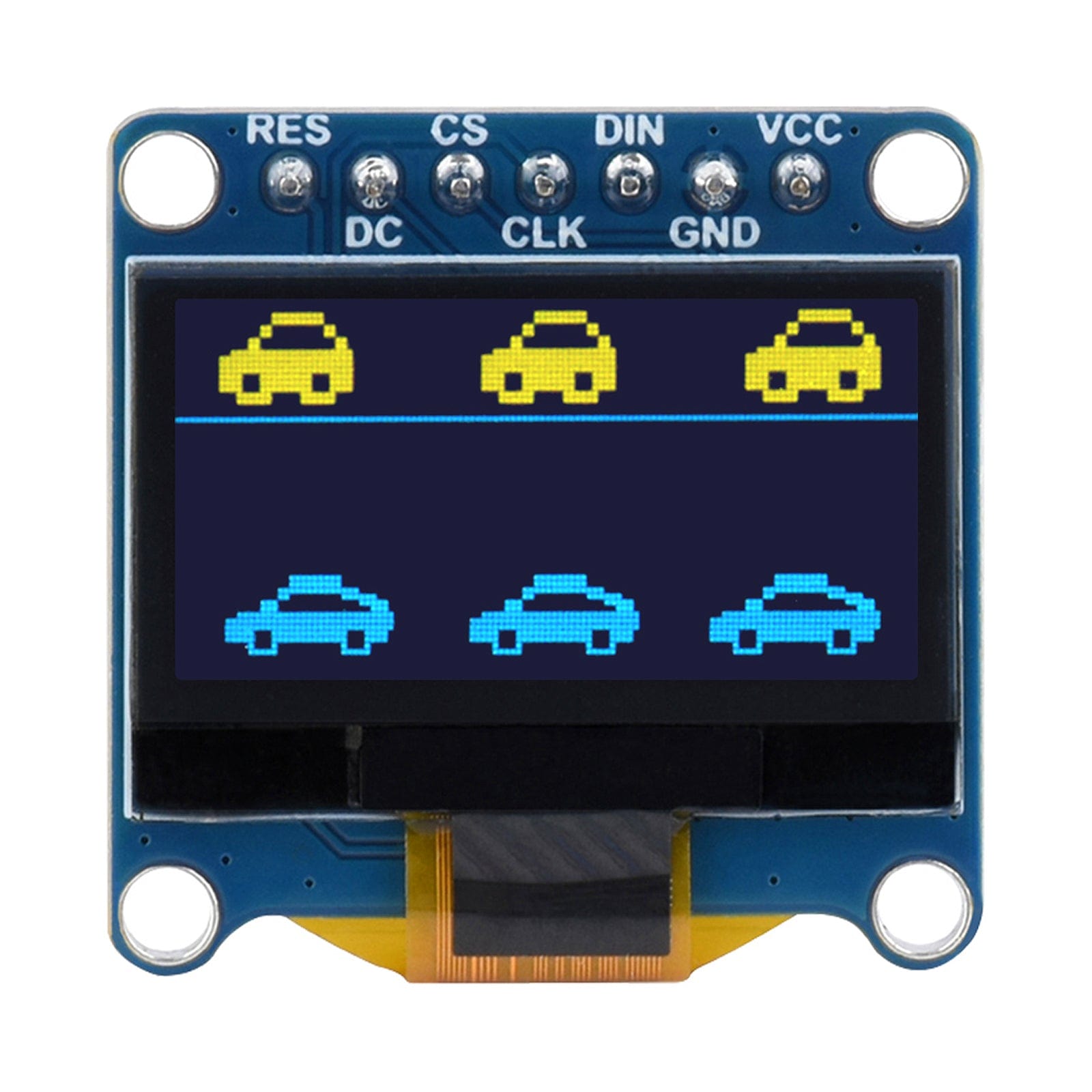 0.96" OLED Display Module - Upper Yellow/Lower Blue (128x64) by Waveshare - The Pi Hut