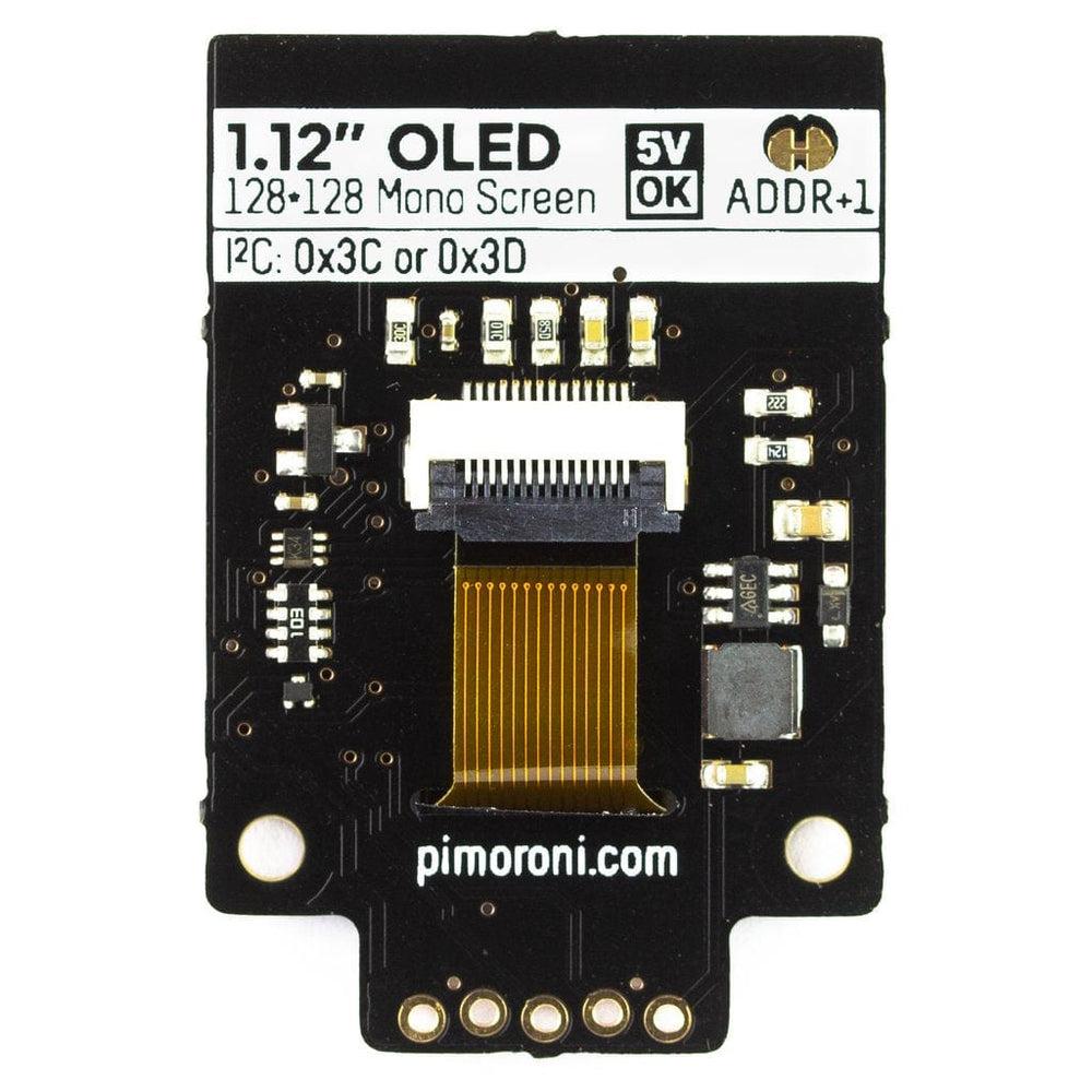1.12" Mono OLED (128x128, white/black) Breakout - I2C by Pimoroni - The Pi Hut