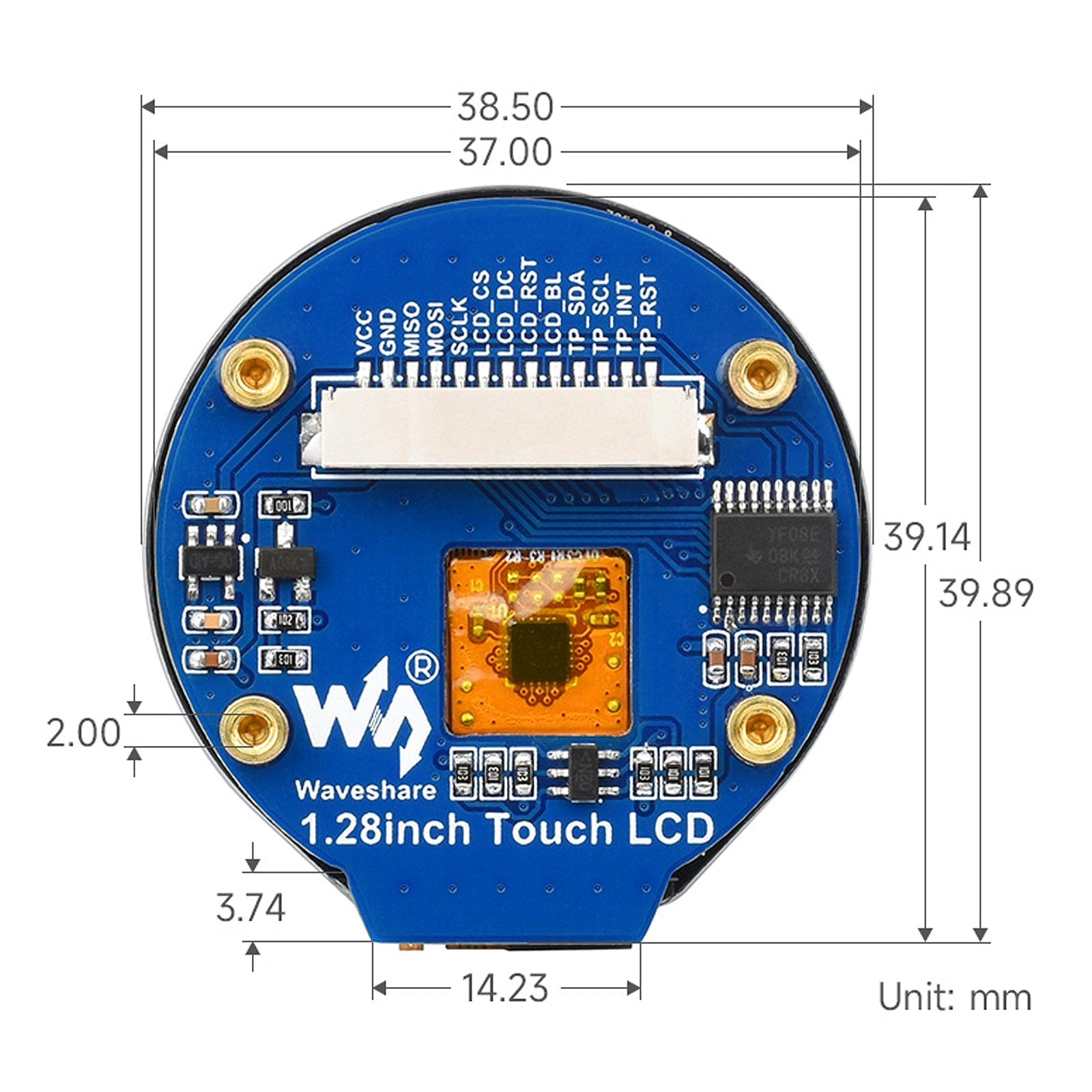 1.28" Round Touchscreen LCD Display Module by Waveshare - The Pi Hut