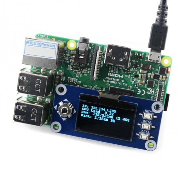 1.3" OLED Display HAT for Raspberry Pi (128x64) by Waveshare - The Pi Hut