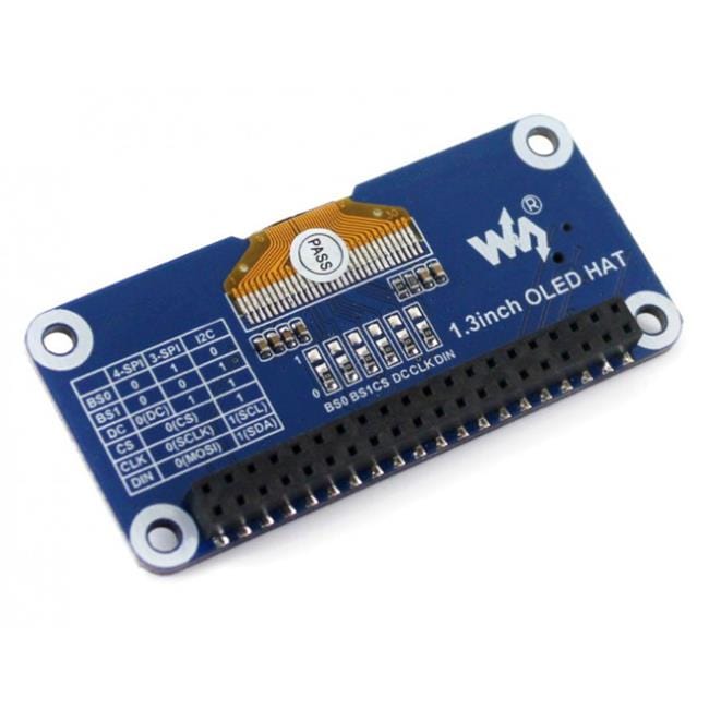 1.3" OLED Display HAT for Raspberry Pi (128x64) by Waveshare - The Pi Hut