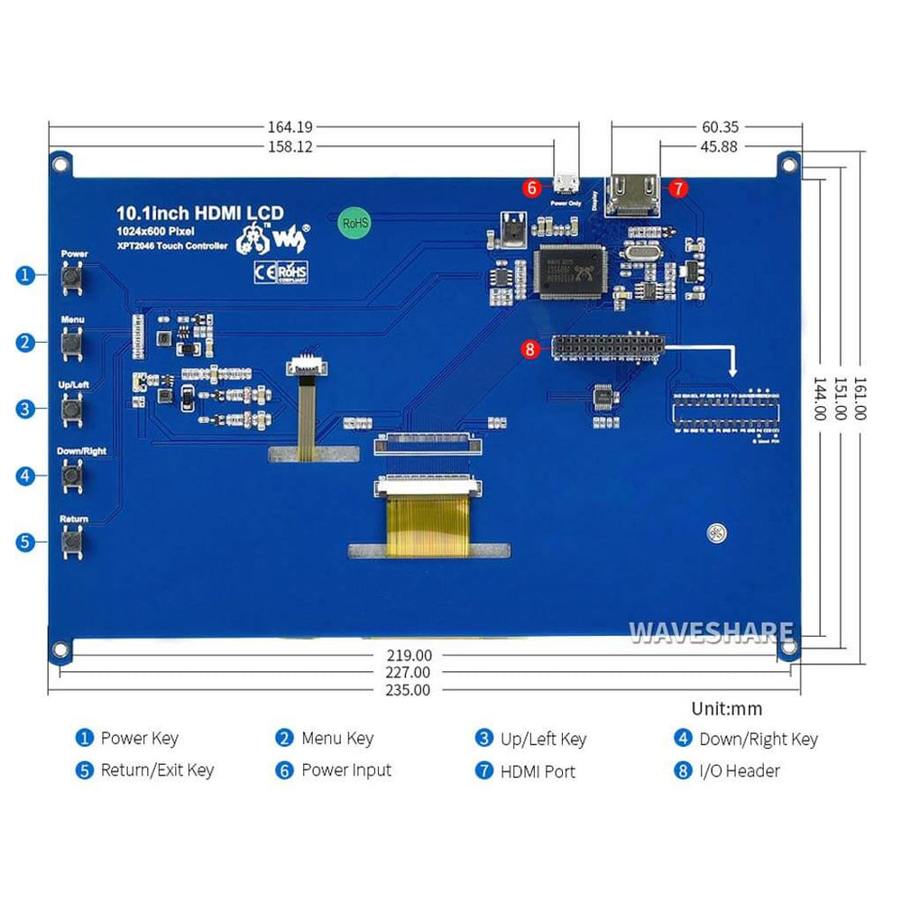 10.1" IPS Resistive Touchscreen LCD (1024×600) - The Pi Hut