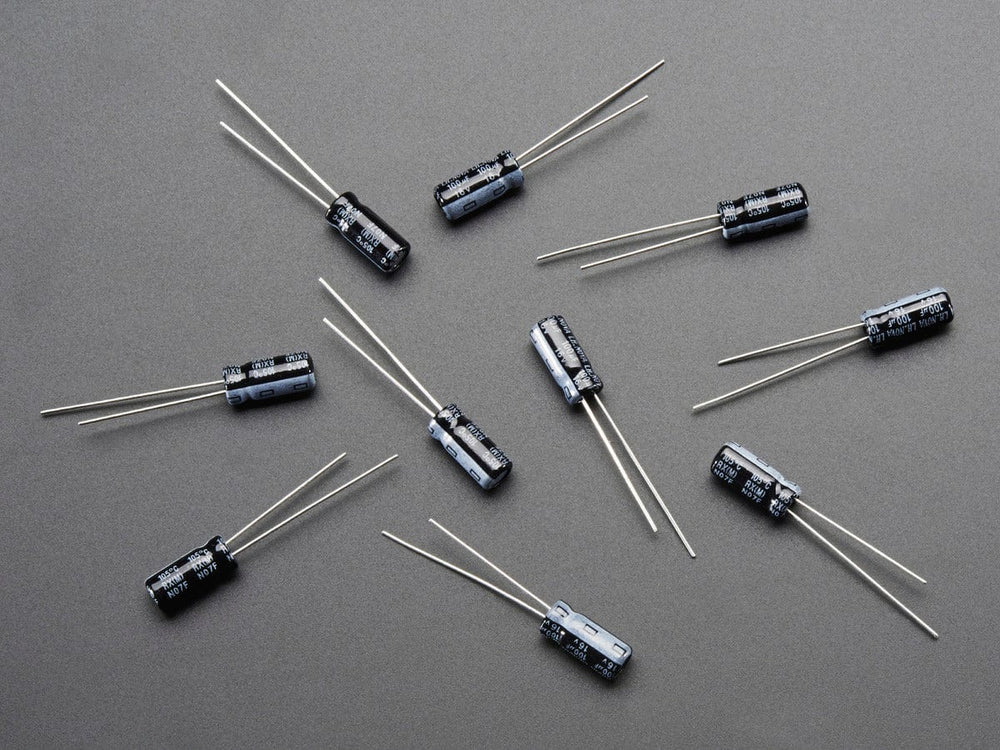 100uF 16V Electrolytic Capacitors - Pack of 10 by The Pi Hut - The Pi Hut