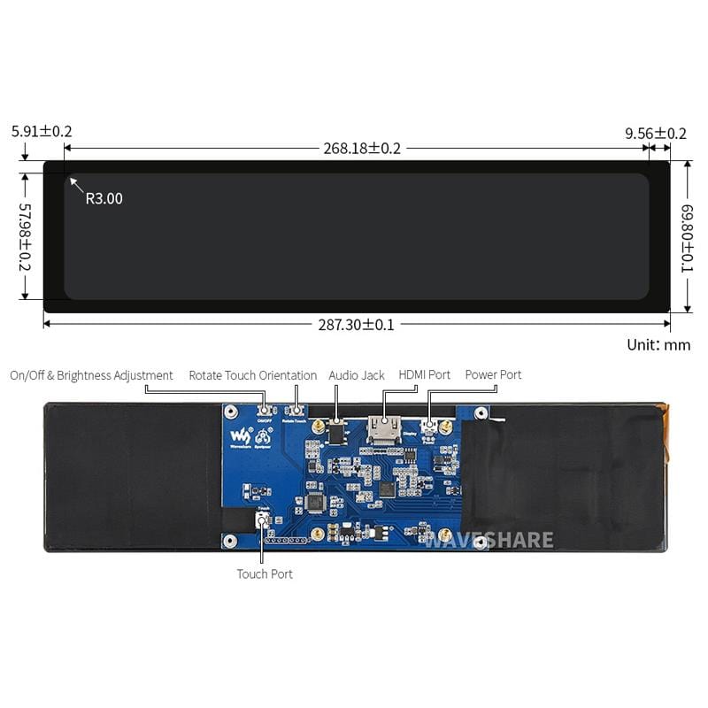 11.9" IPS Capacitive Touchscreen (320x1480) by Waveshare - The Pi Hut