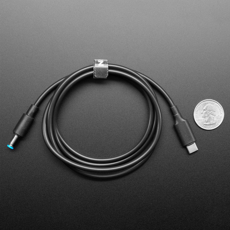 12V 5A USB-C 3.1 PD to 5.5mm Barrel Jack Cable - 1.2m with E-Mark - The Pi Hut