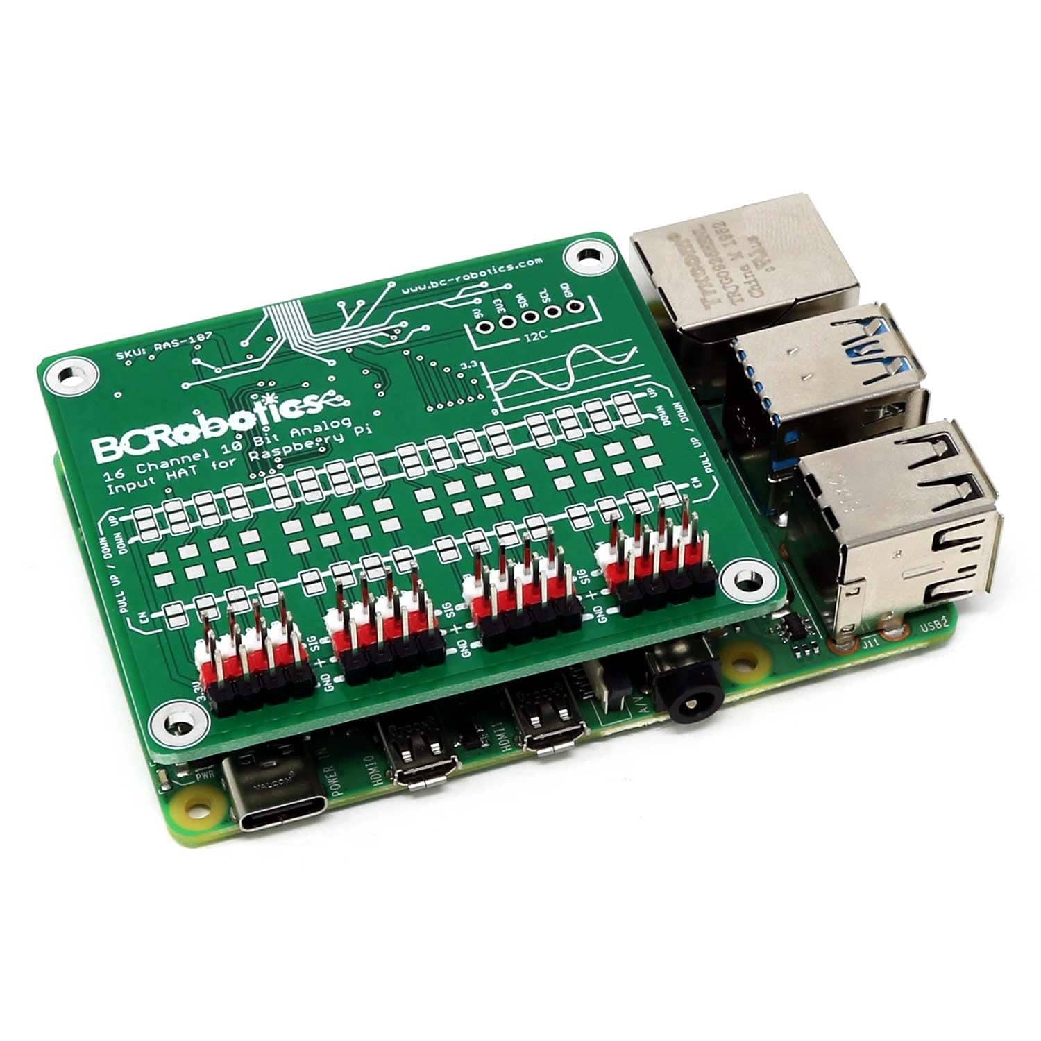 16 Channel Analog Input HAT – ADC for Raspberry Pi by BCRobotics - The Pi Hut