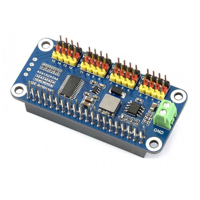 16-Channel Servo Driver HAT for Raspberry Pi (12-bit I2C) by Waveshare - The Pi Hut