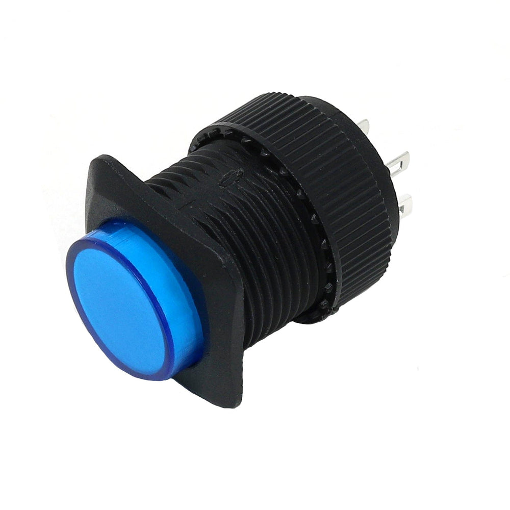 16mm Illuminated Pushbutton - Blue Latching On/Off Switch - The Pi Hut