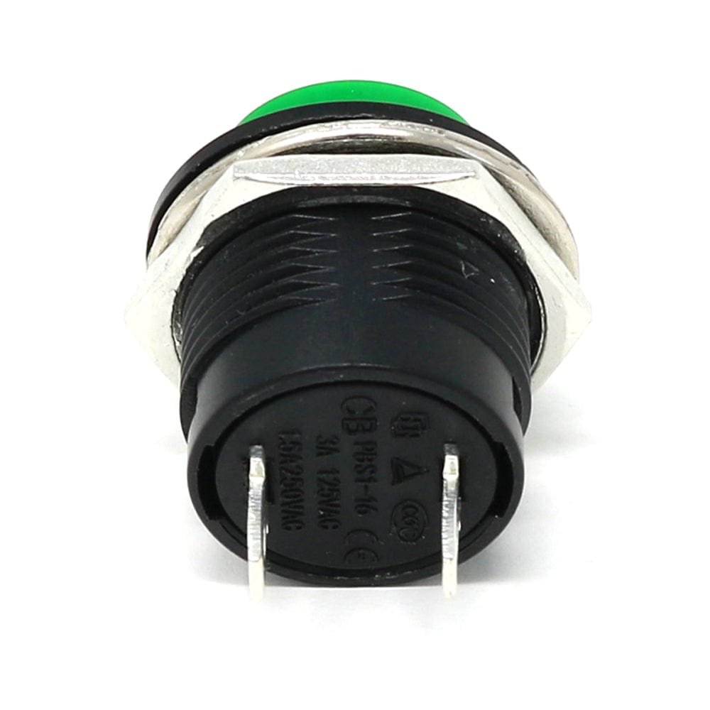 16mm Panel Mount Momentary Pushbutton - Green by The Pi Hut - The Pi Hut