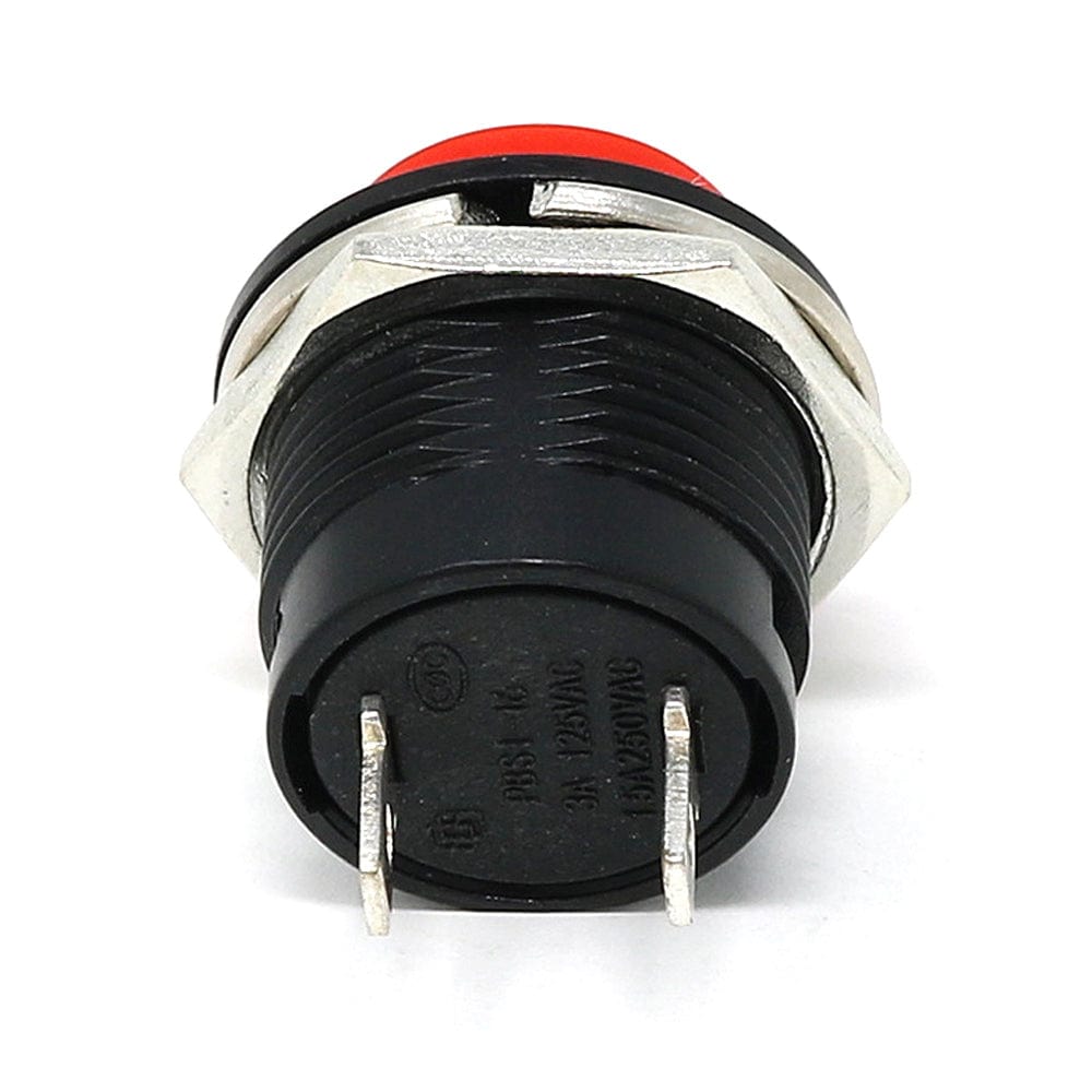 16mm Panel Mount Momentary Pushbutton - Red by The Pi Hut - The Pi Hut