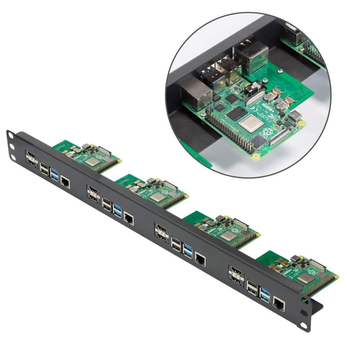 19" 1U Rack Mount for Raspberry Pi 4 with HDMI Adapter Boards by Uctronics - The Pi Hut