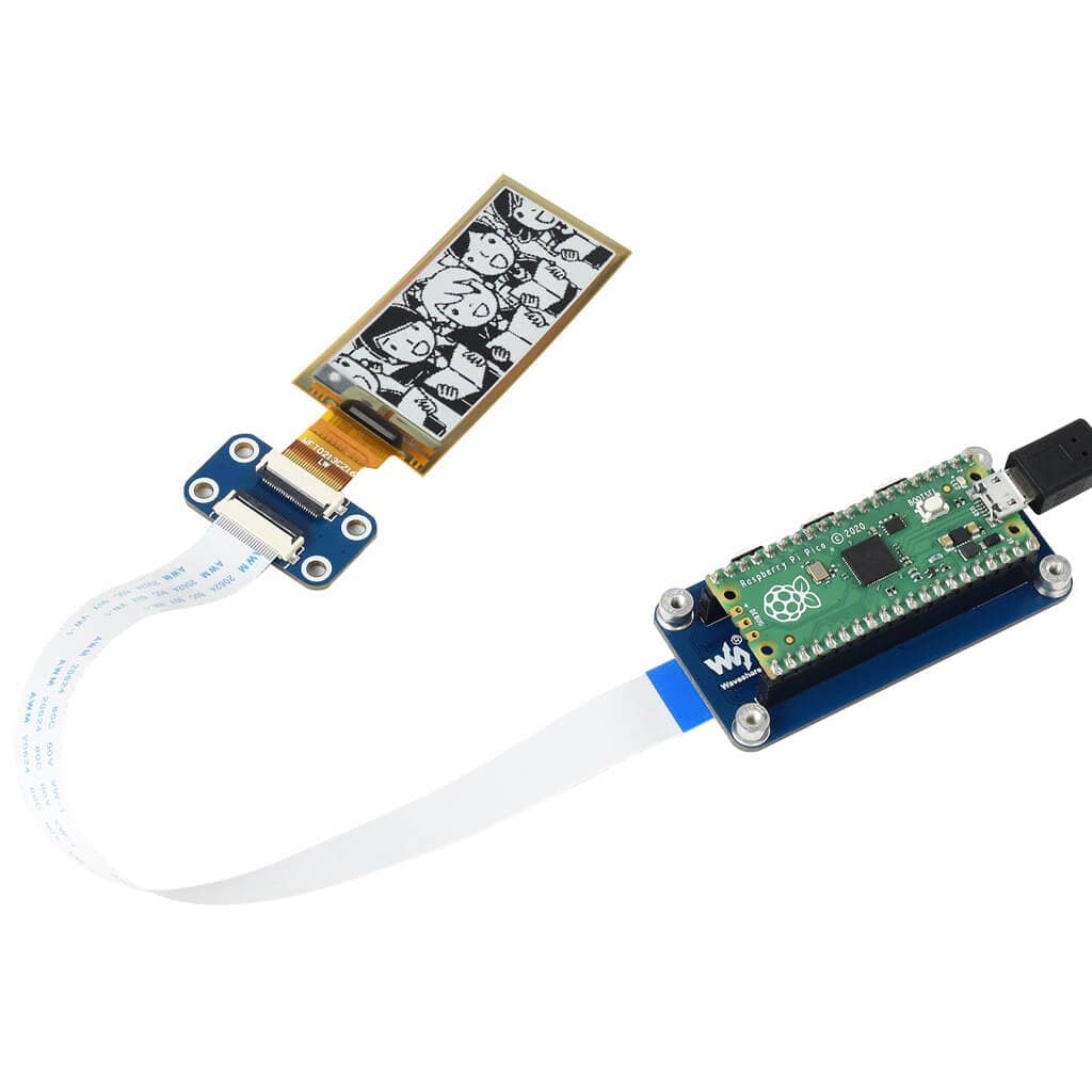 2.13" Flexible E-Paper Display Module for Raspberry Pi Pico (Black/White) (212×104) by Waveshare - The Pi Hut