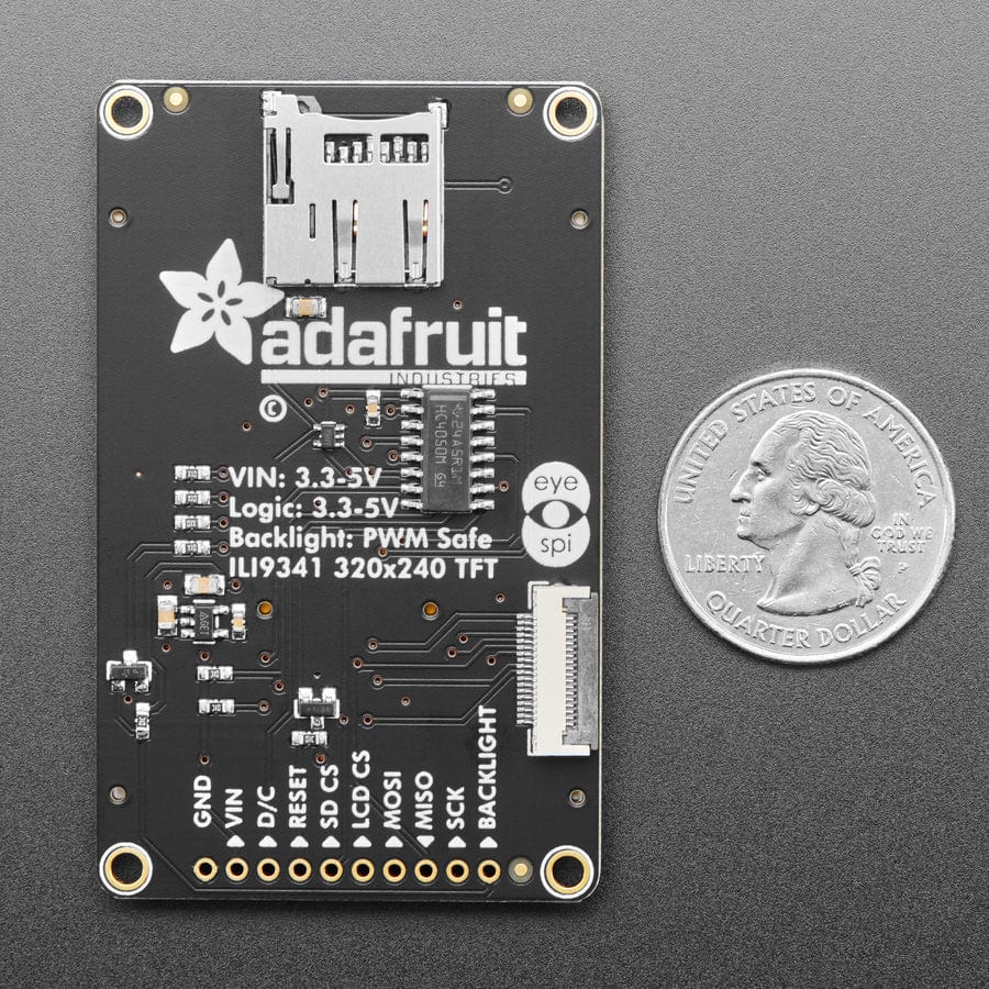 2.2" 18-bit color TFT LCD display with microSD card breakout - EYESPI Connector by Adafruit - The Pi Hut