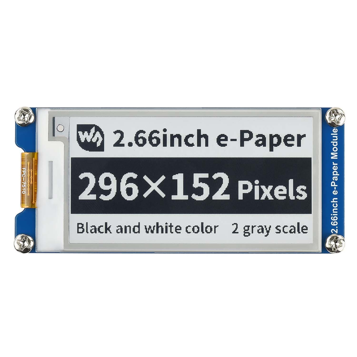 2.66" E-Paper Display Module (Black/White) (296×152) by Waveshare - The Pi Hut